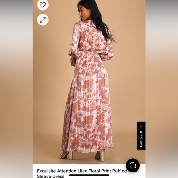 Lulu’s long sleeve ruffled lilac floral dress - Picture 3 of 7